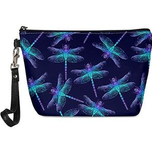 SEANATIVE PU Leer Womens Make up Zakken Paars Dragonfly Puzzel Reizen Noodzaak voor Womens Make Up Pouch