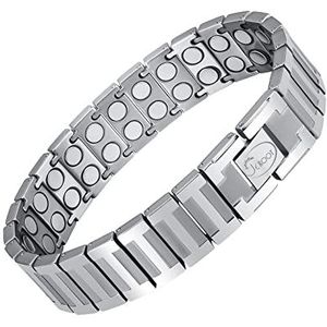 Jeroot 4000 Gauss titanium magnetische armband, puur koper titanium magnetische armbanden voor heren voor artritis gesp armband magneet gezondheid voor mannen magnetische armband Energetix extra sterke magneet (titanium zilver)