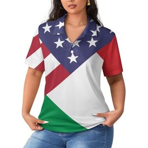 Amerikaanse Italiaanse vlag dames poloshirts met korte mouwen casual T-shirts met kraag golfshirts sport blouses tops 5XL