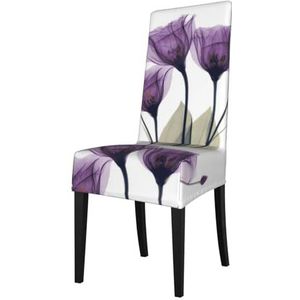 KemEng Lavendelpaarse hoop bloemen, stoelhoezen, stoelbeschermer, stretch eetkamerstoelhoes, stoelhoes voor stoelen