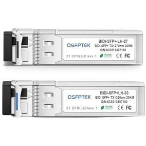 10G SFP+BIDI Transceiver, 10GBASE-BIDI SFP+1270nm / 1330nm 20km Transceiver Module MINI GBIC voor Cisco SFP-10G-BX20U-I SFP-10G-BX20D-I Meraki Ubiquiti D-Link Netgear - 1 paar
