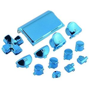 Volledige knoppen Aangepaste Mod Kit Set voor Sony Playstation 4 PS4 Controller Vervanging, Chrome Blue