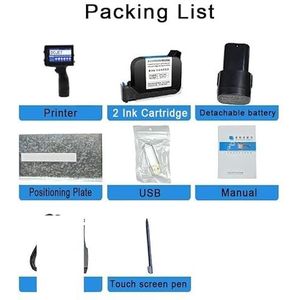 12,7 mm etikettenprinter QR-balk batchcode datumnummer logo vervaldatum draagbare inkjetprinter draagbaar,Soepele werking(1Printer 2black ink)