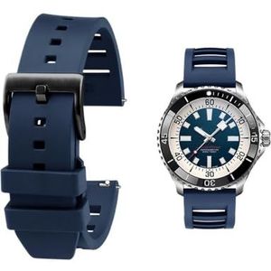 Nieuwe Fluor rubberen band geschikt for Seiko Citizen Quick Release Horlogeband 20 22mm Siliconen Tropic Band Smart Horlogeband geschikt for Huawei (Color : Dark blue black pin, Size : 20mm)