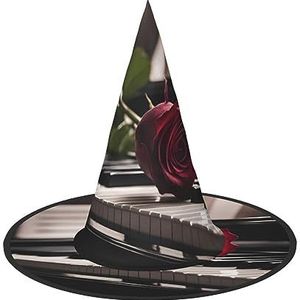 SSIMOO Rode roos op piano Halloween feesthoed, grappige Halloween-hoed, brengt plezier op het feest, maak je de focus van het feest