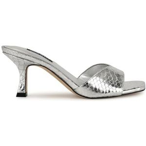 NINE WEST Rokke sandaal met hak voor dames, Zilveren slang 098, 39 EU
