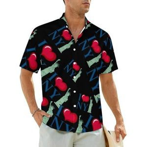 I Love New York City herenhemden korte mouwen strandshirt Hawaiiaans shirt casual zomer T-shirt S