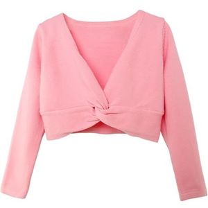 WYZNB Meisjes Ballet Dance Trui Wrap Ballet Crop Tops Tiener Gymnastiek Turnpakje Trui Lange Mouwen Trui, roze, 160 height 155-160cm