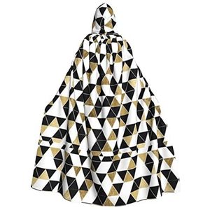 Bxzpzplj Mode Moderne Zwart Wit Goud Driehoeken Print Unisex Hooded Mantel Voor Mannen & Vrouwen, Carnaval Thema Party Decor Hooded Mantel