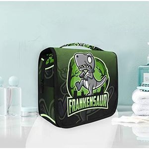 Hangende opvouwbare toilettas groene cartoon dinosaurus make-up reizen organizer tassen tas voor vrouwen meisjes badkamer