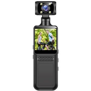 Minicamera 4K HD Draagbare digitale video Fitness-enthousiasteling Recorder Bodycam Infrarood Nachtzicht Fietscamcorder Sport DV(With 16GB card)