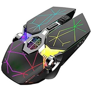 Gaming draadloze muis, Bluetooth 5.0 + 2.4 ghz draadloze verbinding, 2400 dpi verstelbaar, geschikt voor pc-notebookcomputers, tabletcomputers (zwart)