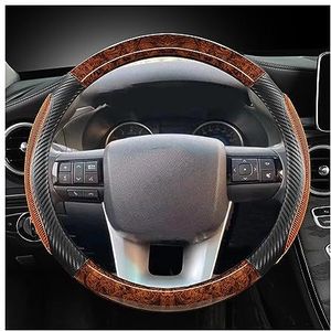 Afdekking Voor Het Stuur Voor Toyota Voor Fortuner 2016-2022 Voor Hilux 2015-2022 Houtnerf Auto Stuurhoes Stuurhoes Auto(Koffie)