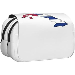 JEJEA Cubaanse Vlag Kaart Print Pen Etui Potlood Case Houder Voor Potloden Make-up Multifunctionele Organizer Doos Voor Adluts, Zwart, Eén maat, Toilettas
