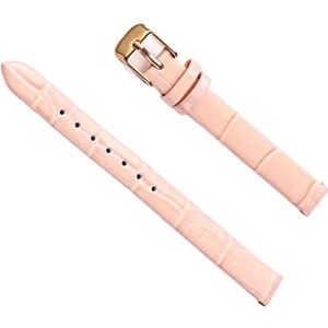 SZCURC Horlogebandje van echt leer, 8-20 mm rundleer, met gereedschap, elegante en duurzame reservearmband voor horloges, Roze Goud Roze, 18 mm