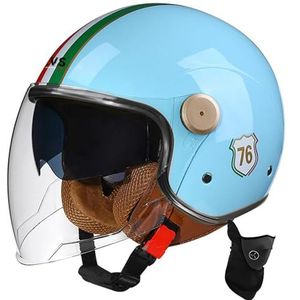 Open Helm Motorfiets Halfhelm DOT/ECE Goedgekeurde Motorhelm Met Zonneklep Retro Vintage Stijl Motorfiets Vespa Jethelm Voor Kinderen Jeugd Heren Dames 15,XL 60-61cm