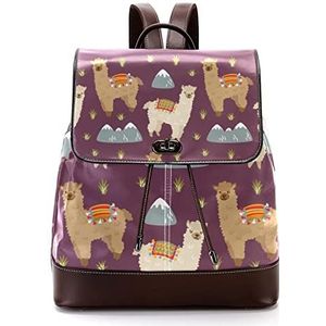 Gepersonaliseerde casual dagrugzak tas voor tiener schattige alpaca's in woestijn schooltassen boekentassen, Meerkleurig, 27x12.3x32cm, Rugzak Rugzakken