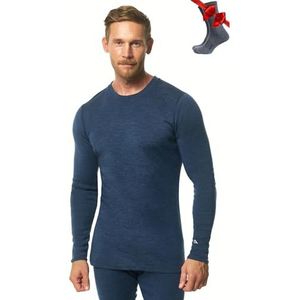 Merino.tech Merino Long Sleeve Men - Merino Thermo Ondergoed – Warm, Ademend & Comfortabel voor Outdoor Activiteiten (X-Large, 320 Navy)