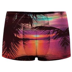 Sunset Glow And Palm Trees Heren Boxer Slips Sexy Shorts Mesh Boxers Ondergoed Ademend Onderbroek Thong