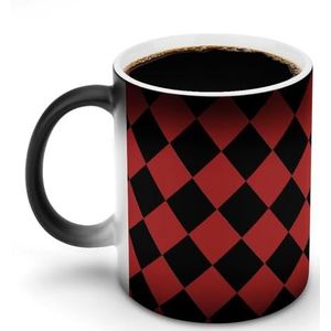 Rode en Zwarte Vierkante Ceramische Koffiemok 12oz Kleur Veranderende Mokken Brede Koppen Hittegevoelige Verkleuring Koppen