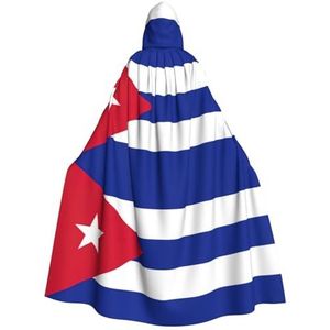 Bxzpzplj Halloween mantel met capuchon voor volwassenen, Cubaanse vlag print, cosplay kostuum, volledige lengte (185 cm)