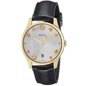 Gucci Unisex-Adult Analoog Klassiek Quartz Horloge met Lederen Band YA1264044