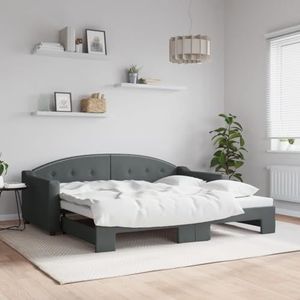 CBLDF Daybed met Trundle Donkergrijs 90x190 cm Stof