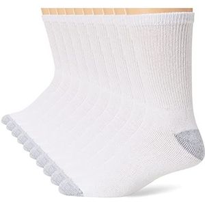 Hanes FreshIQ Cushion Crew Sokken voor heren, verpakking van 10 stuks, Wit, 6-12