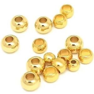 100 stks/partij Rose Vergulde Roestvrij Stalen Kraal Metalen Bal Groot Gat Losse Spacer Kralen voor Sieraden Maken Diy Kralen Armbanden-Goud kleur-8x2mm