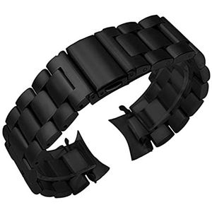 INEOUT Hq Roestvrijstalen horlogeband compatibel met Samsung Galaxy Watch S3 46mm SM-R800 Sportband gebogen eindband pols armband zilver zwart (Color : Black, Size : 22mm)