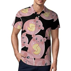 Pink Pig Dollar heren golf poloshirt zomer korte mouw T-shirt casual sneldrogende T-shirts 5XL