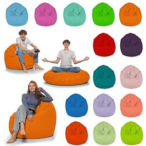HomeIdeal - Zitzak 2-in-1 functies vloerkussen voor volwassenen en kinderen - gaming of ontspannen - binnen en buiten omdat het waterdicht is - met EPS-korrels, kleur: oranje, maat: 110 cm (diameter)