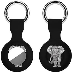 Boho Zwart Wit Olifant Siliconen Case Voor Airtags Met Sleutelhanger Beschermhoes Airtag Finder Accessoires Houder