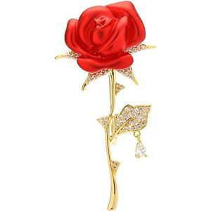 Pinnen Brooch Brooches Red Rose Flower Brooch Ladies Fashion Accessories Crystal Ladies Party Brooch Cardigan Jacket Coat Brooch Brooch Pins Fashion Decoration