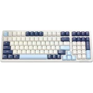 QPSJXN K8 Draadloos Bluetooth Mechanisch Toetsenbord met Connectiviteit in Drie Modus 100 Warme Swappable Geluidsdemper Structuur en Effecten voor Laptops (Blueberry)