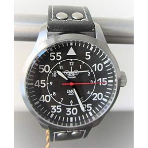 IMC C-160 pilotenhorloge voor heren, transall zilver, polshorloge, lederen armband, behuizing van roestvrij staal