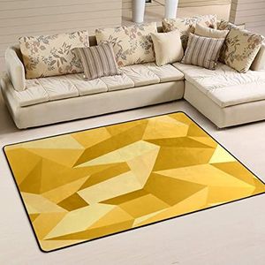 Gebied tapijten 100 x 150 cm, mozaïek tegel geometrische abstracte gele vloer tapijt print kantoormatten pluche flanel mat tapijt, voor binnen en buiten, ingang