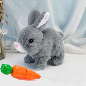 3 STKS Hopping Bunny Toy, Wortel Konijn, Zal Rennen, Schors, Wiggle Oren, Interactief Bunny Speelgoed voor Kinderen, met Wortel (kleur: grijs)