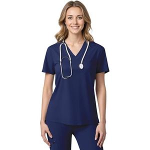 Anwrtuk Medische Scrubs Top voor dames, tuniek en werkkleding, korte mouwen, V-hals voor verpleegsters, tandartsen, artsen, studenten, dierenartsen, Donkerblauw, S