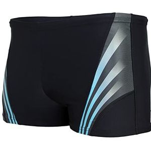 Aquarti Heren Zwemboxer met Zijstroken Zwembroek, Zwart/Blauw, L