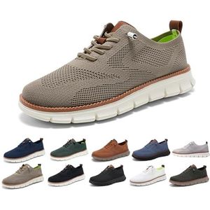 Ultracomfortabele orthopedische schoenen, heren casual mode wandelsneakers van mesh met antislipzool, instappers for in de stad(Khaki,48 EU)