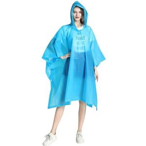 szutfidy Lange Duurzame Regenjas Glad Oppervlak Regenjas Eva Transparante Hooded Regenjas Volwassen Unisex Mid-Lengte Poncho, Blauw, one size