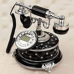 Telefoon Thuis Telefoon Retro Telefoons Vaste Europese telefoon Amerikaanse telefoons Vaste Retro Innovatieve Telefoon Desktop Telefoon Voor Thuiskantoor Decor Traditionele Beltoon (zwart)