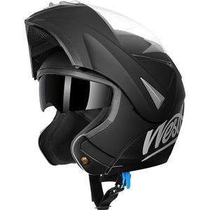WESTT Torque Motorhelm, integraalhelm, zwart, opvouwbare motorhelm, schokbestendige motorhelm, integraalhelm voor heren en dames, scooterhelm, ECE-gecertificeerd, maat L (59-60cm)