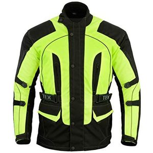 Motorjas zichtbaarheid heren 4 seizoenen - Lange 3/4 waterdichte motorjack met CE gepantserd (EN 1621-1) - Texpeed - Geel - XXL