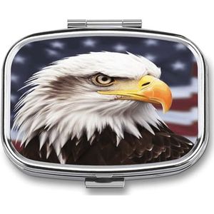 Bald Eagle Pillendoos Pil Organizer Pil Case 2 Compartiment Geneeskunde Pil Organizer Kleine Pil Case Pil Container Pillenhouder Leuke Pillendoos Mini Pil Case
