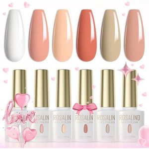 ROSALIND UV nagellak Pastel, 6 kleuren Wit Naakt Bruin Klassieke Gel Jelly Set Kleur Gel voor Nagels Soak Off UV LED Lakken Voor Lamp Salon Design Kit