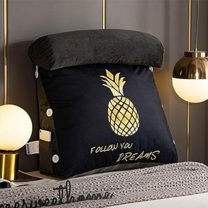 leeskussen voor bed Met versnipperd traagschuim/lendensteunkussen, rugsteunkussen met luxe for zitten, lezen of gamen(Golden Pineapple,45x45x20cm)