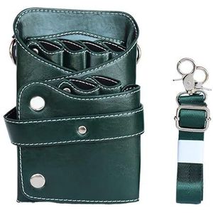 Kapperstas Gereedschapstas PU Lederen Kappers Haar Stylist Kit Cross Body Riem Fanny Pack Schaar Haarspeld Opbergtas (Groen)