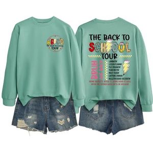MLZHAN ABCD The Back To School Tour in Front Print Dames Sweatshirt De Back To School Tour Bruh We Back The Back The Back Print Shirt (Lichtgroen, XL), Lichtgroen, XL